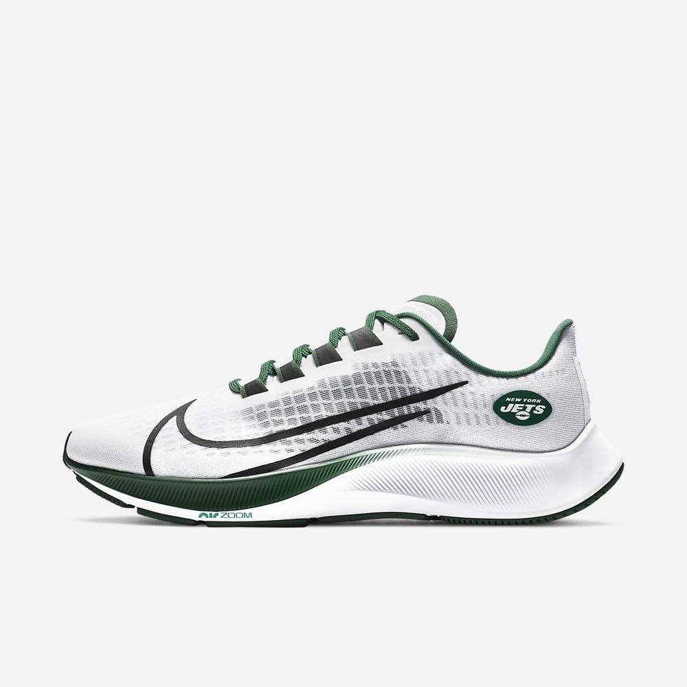 Chaussure De Running Nike Air Zoom Pegasus 37 (New York Jets) Blanche 4621-908 White/Pure Platinum/Sport Green/Black Homme | FEV-42870337